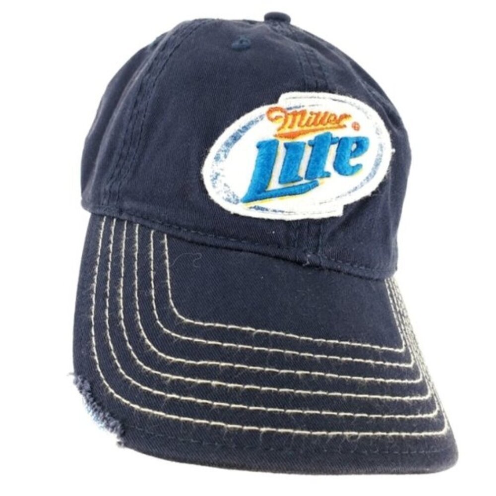 Vintage 2006 Miller Lite Unisex OSFM Adult Blue & White Natural Destressed Hat